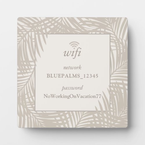 Tan Beach House Guest Room Wifi Password Sign Plaque