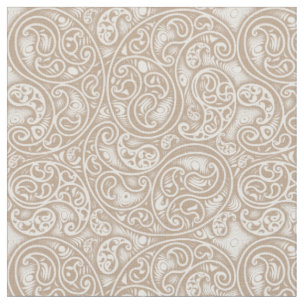 White And Tan Paisley Pattern Fabric | Zazzle.com