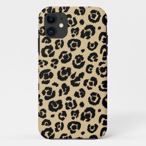 Tan Beige Black Leopard Print iPhone 11 Case