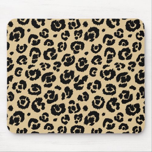 Tan Beige Black Leopard Print Mouse Pad