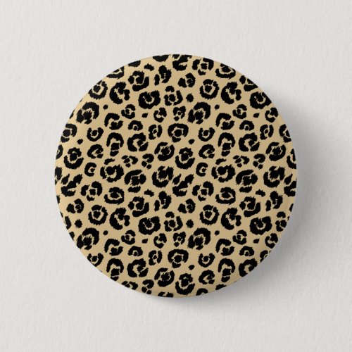 Tan Beige Black Leopard Print Pinback Button