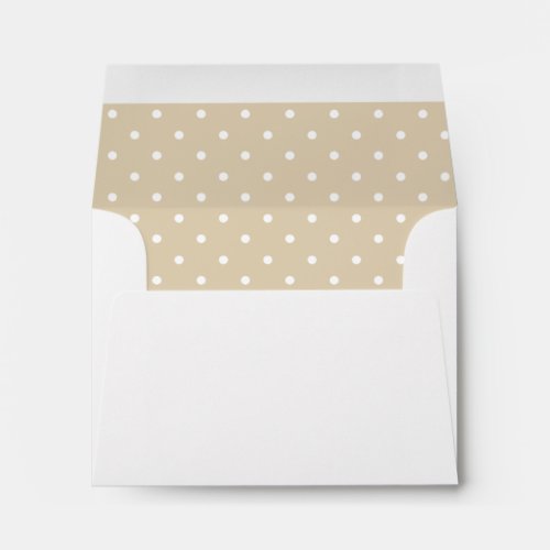 Tan Beige Brown White Polka Dot Lined Envelope