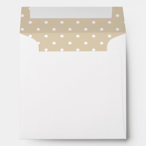 Tan Beige Brown White Polka Dot Lined Envelope