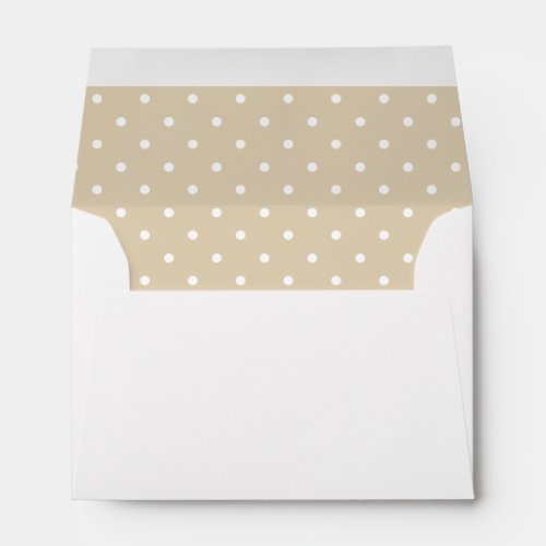 Tan Beige Brown White Polka Dot Lined Envelope