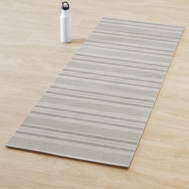 Tan Beige Brown White Stripes Pattern Yoga Mat