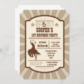 Tan Beige Cowboy Rodeo Birthday Party Invitation (Front/Back)