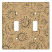 Tan Beige Vintage Celestial Sun Moon Stars