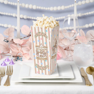 Tan/Beige Vintage Horse Carousel Baby Shower Favor Boxes