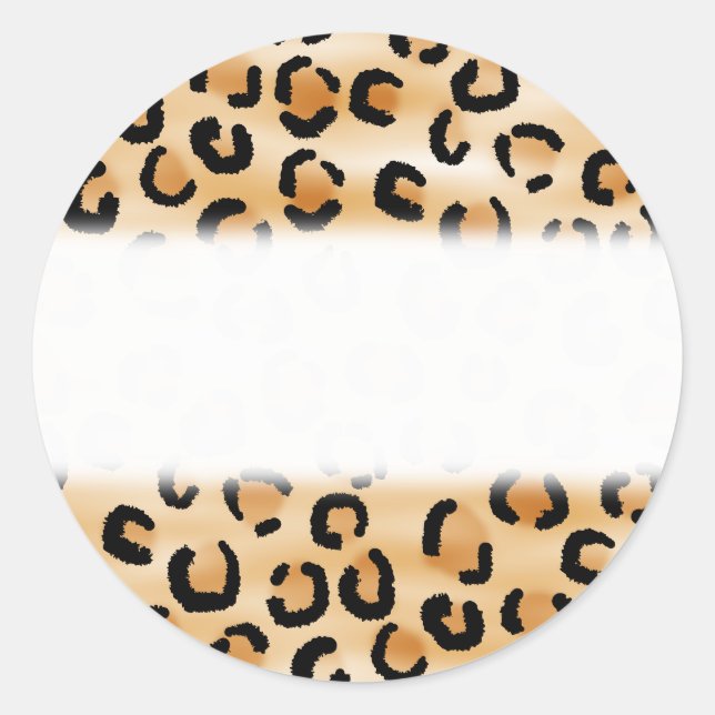 Tan, Black and Brown Leopard Print Pattern. Classic Round Sticker (Front)