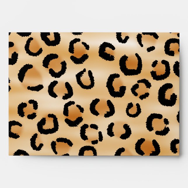 Tan, Black and Brown Leopard Print Pattern. Envelope (Front)