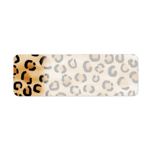 Tan, Black and Brown Leopard Print Pattern. Label