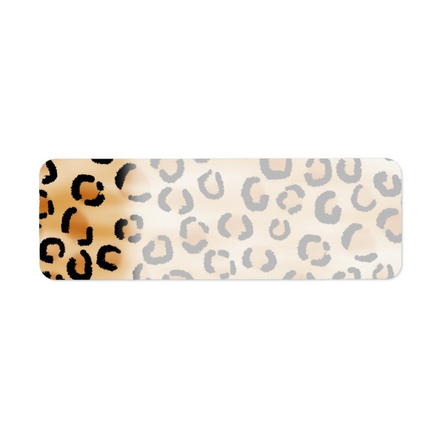 Tan, Black and Brown Leopard Print Pattern. Label (Front)