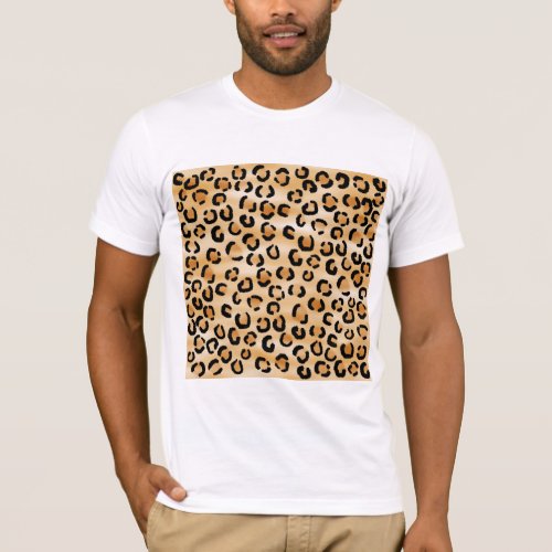 Tan Black and Brown Leopard Print Pattern T_Shirt