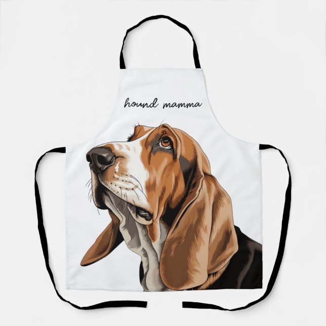 Tan Black and White Basset Hound Lovers  Apron (Front)