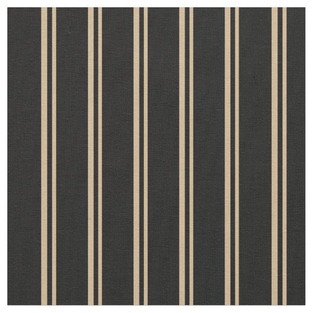 Tan & Black Colored Lined Pattern Fabric (Close Up)