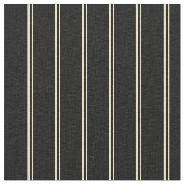 Tan & Black Colored Striped/Lined Pattern Fabric (Close Up)