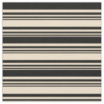 [ Thumbnail: Tan & Black Colored Striped/Lined Pattern Fabric ]