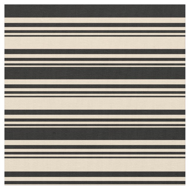 Tan & Black Colored Striped/Lined Pattern Fabric (Close Up)