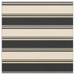 [ Thumbnail: Tan & Black Colored Striped Pattern Fabric ]