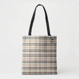 Tan Black Plaid - Tote