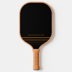 Tan & Black Simple Minimal Personalized Name  Pickleball Paddle