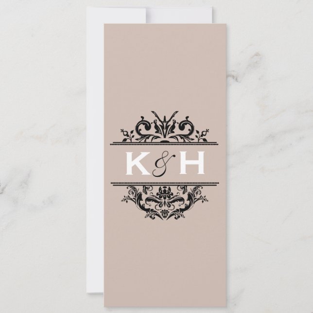 Tan & Black Skinny Crest Invite (Front)