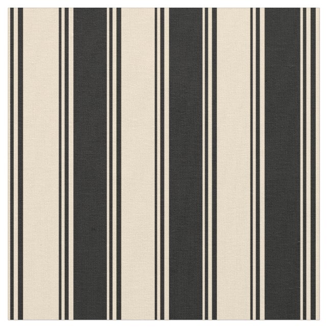Tan & Black Stripes Pattern Fabric (Close Up)