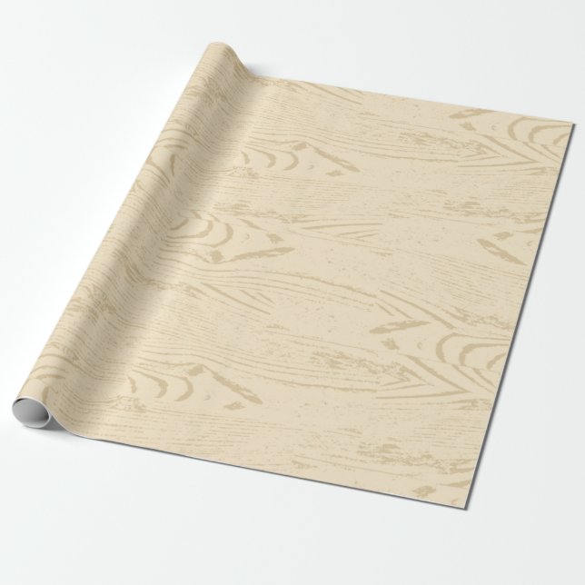 Tan Blond Faux Woodgrain Wood Paneling Patterned Wrapping Paper (Unrolled)
