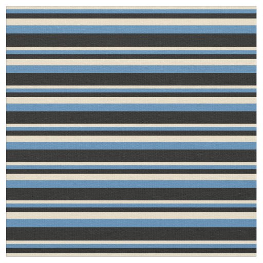 Tan, Blue, and Black Lines Pattern Fabric