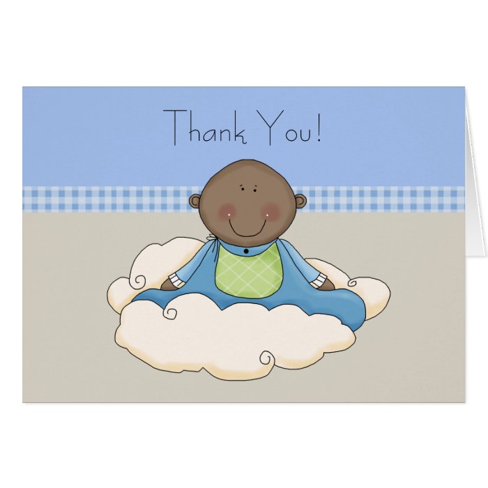 Tan Blue Angel Baby Boy Thank You Cards