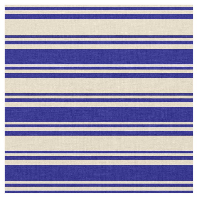 Tan & Blue Colored Striped/Lined Pattern Fabric (Close Up)