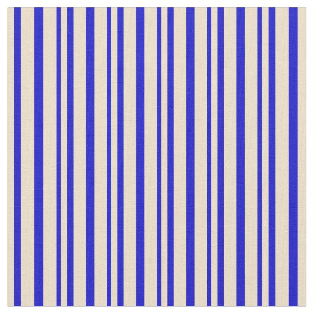 Tan & Blue Colored Striped Pattern Fabric (Close Up)