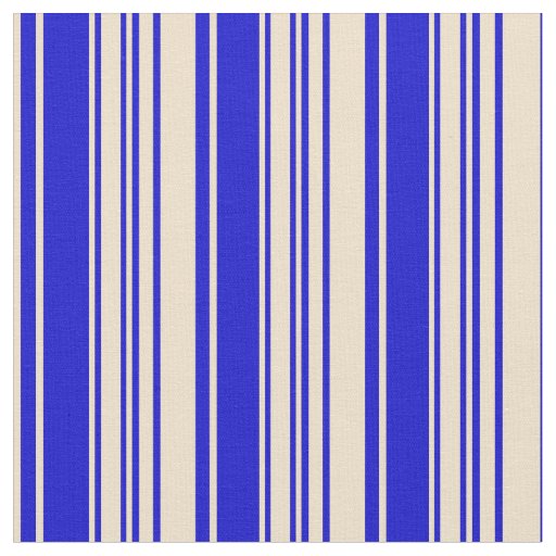 Tan & Blue Lines/Stripes Pattern Fabric