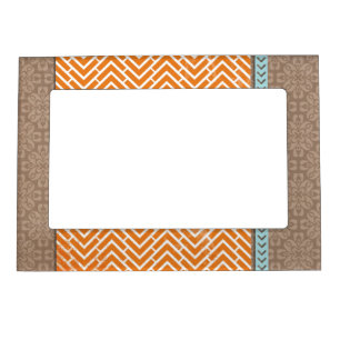 Tan Blue Orange Chevrons 5x7 Magnetic Frame