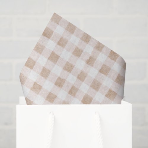 Tan Blush Cream Plaid Stripes Bridal Shower Tissue Paper