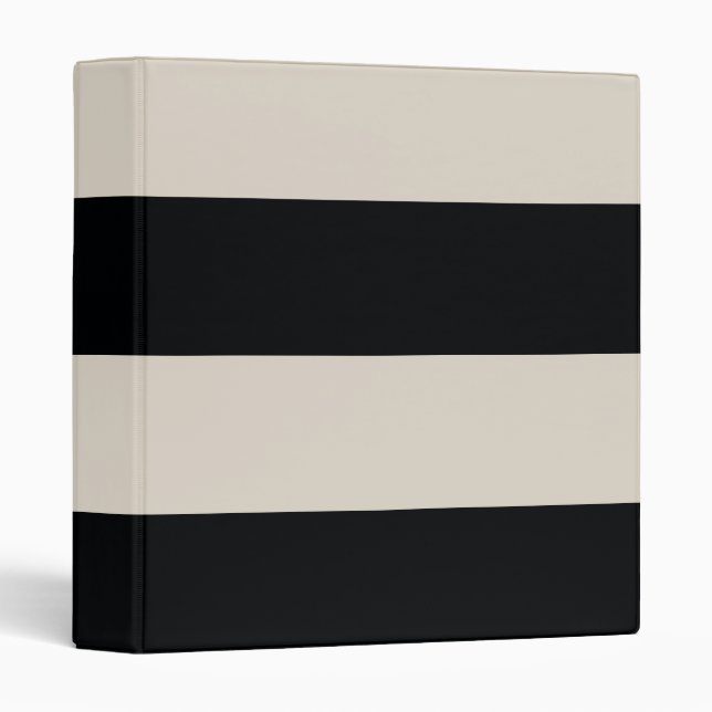 Tan Brown and Black Simple Extra Wide Stripes 3 Ring Binder (Front/Spine)