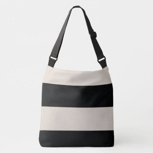 Tan Brown and Black Simple Extra Wide Stripes Crossbody Bag