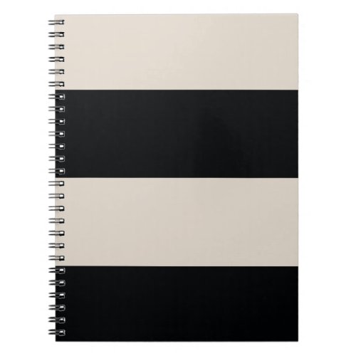 Tan Brown and Black Simple Extra Wide Stripes Notebook