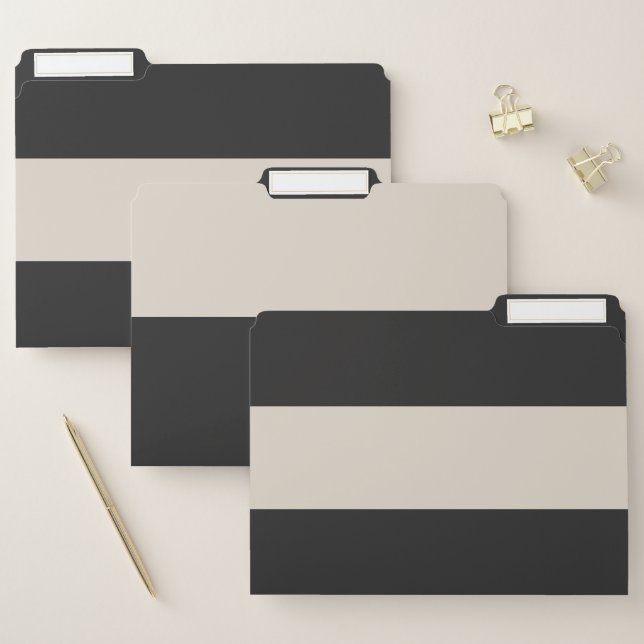 Tan Brown and Gray Simple Extra Wide Stripes File Folder (Set)
