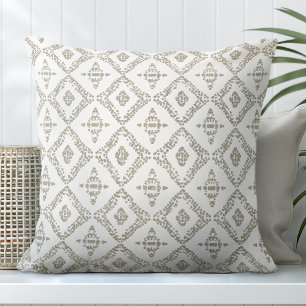 Tan Brown and White Decorative Throw Pillow