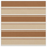 [ Thumbnail: Tan, Brown, and White Striped Pattern Fabric ]