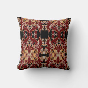 Tan Brown Beige Black Burgundy Mediterranean Motif Throw Pillow