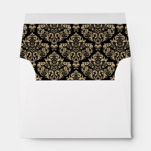 Tan Brown Beige Black Damask Wedding Envelopes