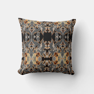 Tan Brown Beige Black Gray Mediterranean Mosaic   Throw Pillow