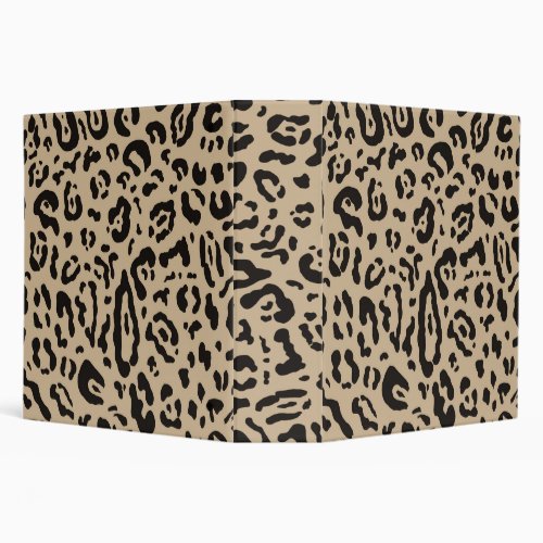 Tan Brown  Black Cheetah Leopard Animal Print 3 Ring Binder