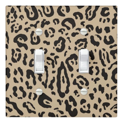 Tan Brown  Black Cheetah Leopard Animal Print  Light Switch Cover