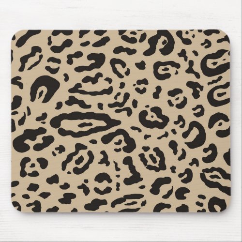Tan Brown  Black Cheetah Leopard Animal Print  Mouse Pad