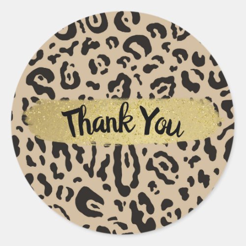 Tan Brown Black Cheetah Leopard Animal Print Party Classic Round Sticker