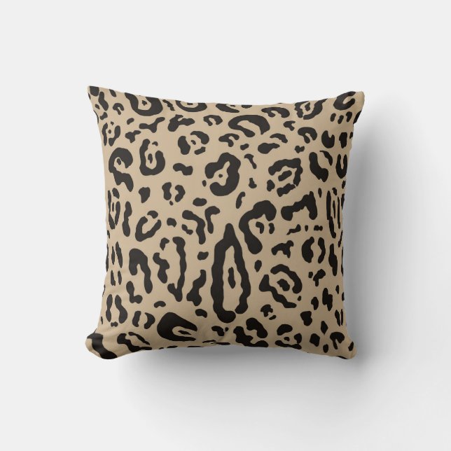 Tan Brown & Black Cheetah Leopard Animal Print  Throw Pillow (Front)