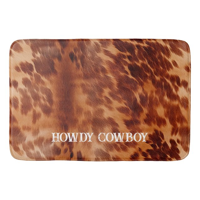 Tan Brown Cowhide  Bath Mat (Front)
